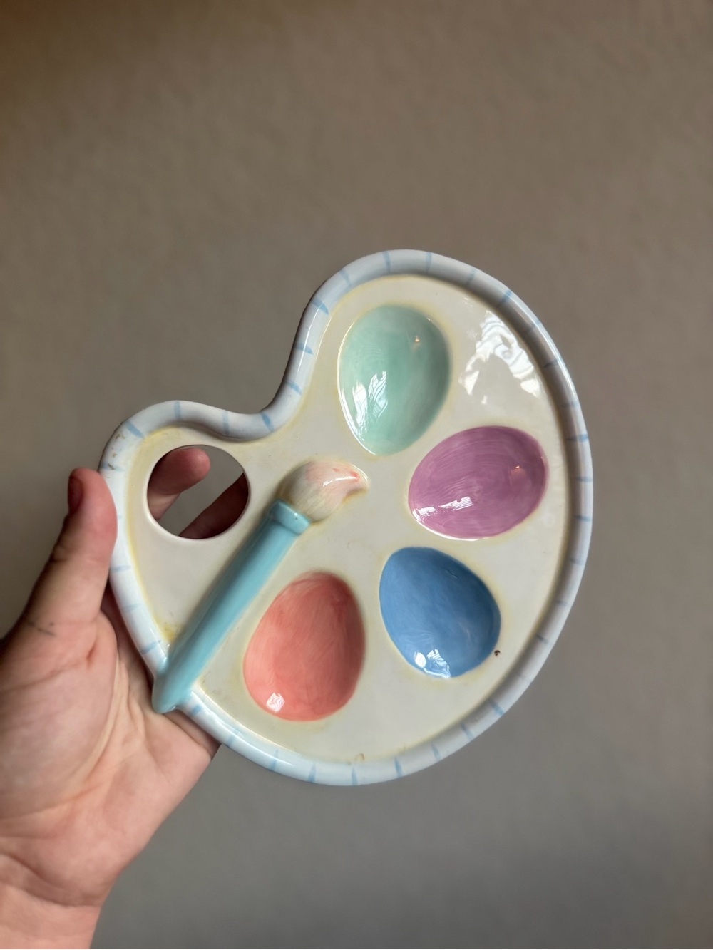 Hand-Painted Ceramic Artist Palette Decorative Tray -Deviled Eggs Tray